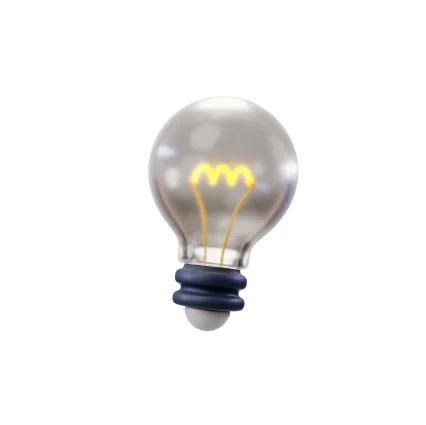 Ikon mentol lampu 3D yang melambangkan budaya inovasi dan perkhidmatan profesional Evolution