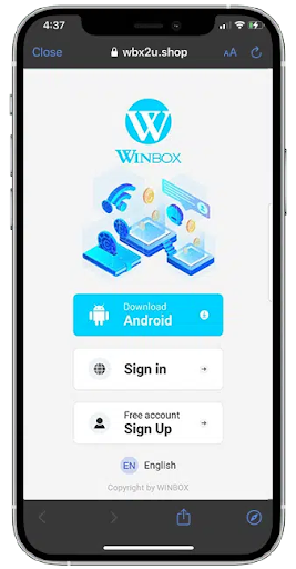 example of Winbox Signing up section interface