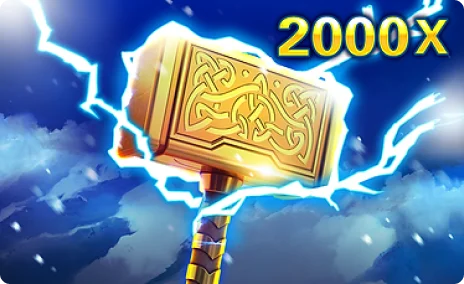 Tukul keemasan menghentam dengan kilat dalam slot Mjolnir oleh JDB, menunjukkan pendarab 2000x.