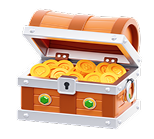 Treasure chest filled with gold coins symbolizing Lucky365’s RM288,888 monthly casino prize giveaway